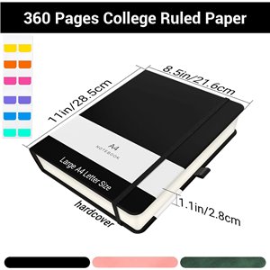 Cuaderno de NotasTamaño A4 21.5x28cm -100gsm Papel Rayadas Libreta - Bloc de Notas Cuero PU Diario