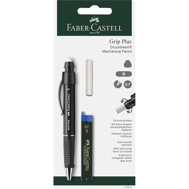 FABER-CASTELL 130997 - Portaminas GRIP PLUS con 12 minas incluidas