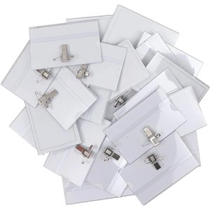 Belle Vous Pack de 50 Funda Tarjeta Identificación Horizontal Porta Nombres Clip 90 x 56 mm