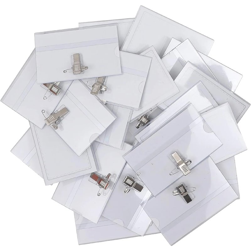 Belle Vous Pack de 50 Funda Tarjeta Identificación Horizontal Porta Nombres Clip 90 x 56 mm