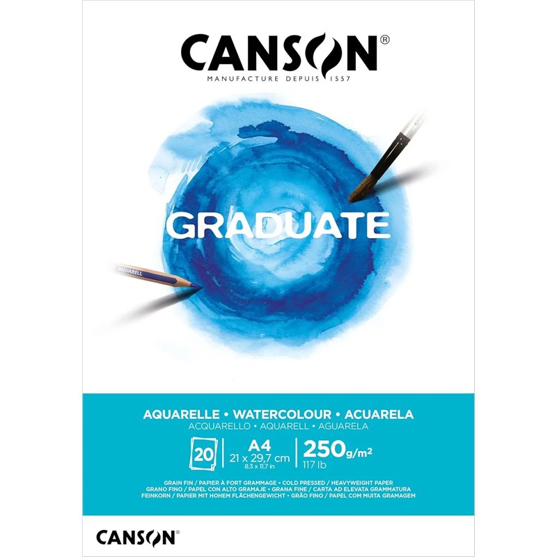 Canson Graduate Acuarela Bloc Encolado A4 20H Fino 250g
