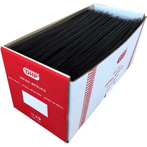 DHP - Espiral Metálica para encuadernar, paso 5:1, 8 mm, Negro (Caja 100 unidades)