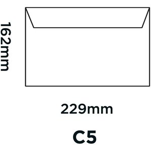 50 Sobres  con solapa autoadhesiva, 120 g/m², color blanco, tamaño C5, 162 x 229 mm