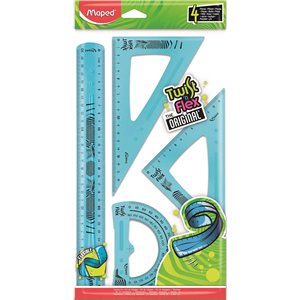 Maped - Reglas Escolares - Twist'n Flex Decor - Maxi Kit de 4 Piezas.Azul