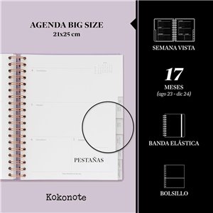 Kokonote Agenda 2024 semana vista Lilac Sunset
