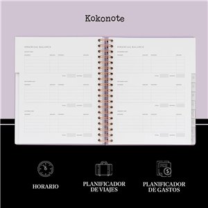 Kokonote Agenda 2024 semana vista Lilac Sunset