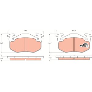 TRW GDB1305 Pastillas de Freno Juego de 4 para Peugeot 206