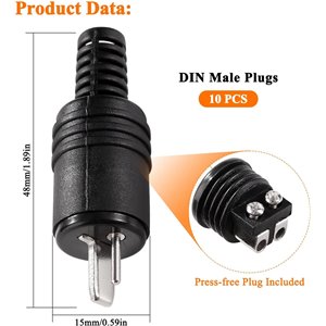 10 Piezas Enchufe de Altavoz DIN de 2 Pines
