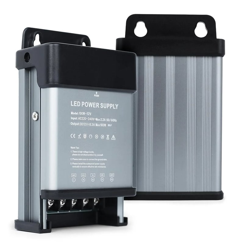 Transformador 220V a 12V 100W, Fuente de Alimentación Exterior Impermeable IP44