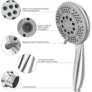 Vinabo Alcachofa de ducha + 1,5 m flexible de ducha de acero tubo