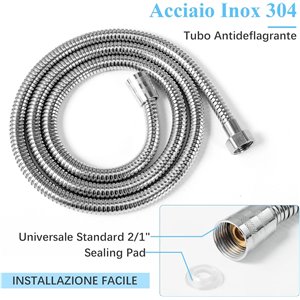 Vinabo Alcachofa de ducha + 1,5 m flexible de ducha de acero tubo