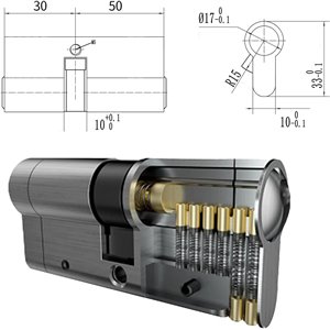Cerradura de cilindro 30 50 mm, Anti-Ruptura Cerradura de cilindro de embutir de doble apertura