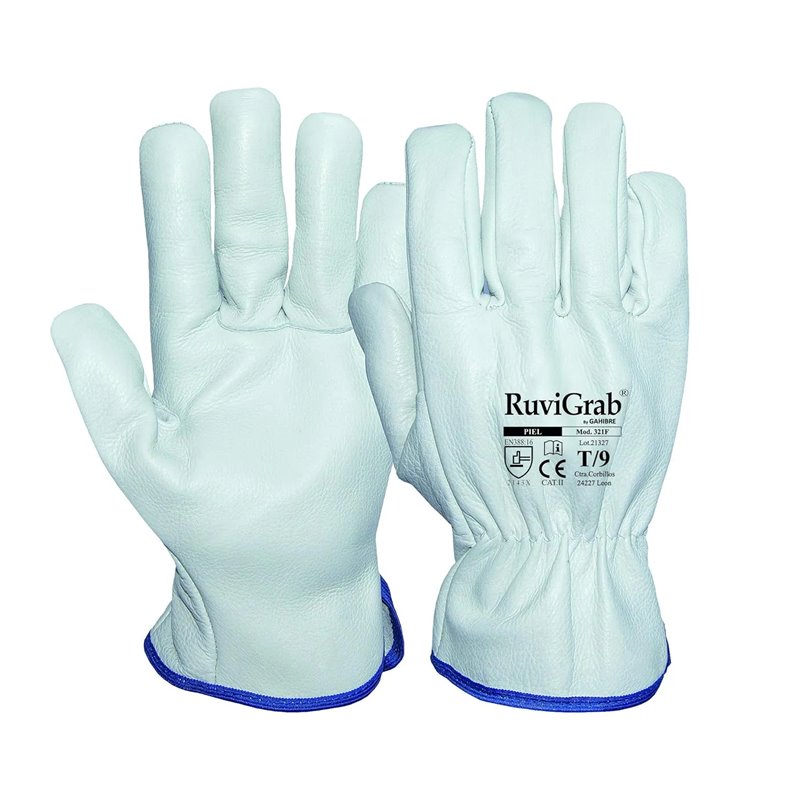 RuviGrab - Guante de Trabajo en Piel de Flor de Vacuno