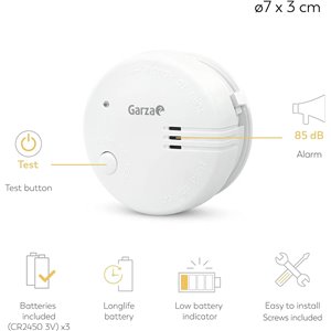 Garza - Pack de 2 Detectores de Humo Mini, Diseño Ultracompacto