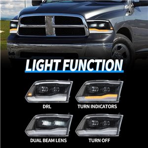 VLAND Full LED Faros para Dodge Ram 1500 Ram 2500 3500 2009-2018 y RAM 1500 Classic 2019-2021