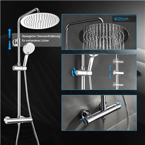 JOHO Columna de Ducha con Rubinetto Termostatico Columna Ducha Monomando Set de Ducha con Grifo Barra