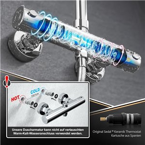 JOHO Columna de Ducha con Rubinetto Termostatico Columna Ducha Monomando Set de Ducha con Grifo Barra
