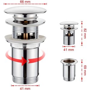 GRIFEMA G104 Desagüe Lavabo 1¼ de Latón Cromado con Tapón Click-Clack