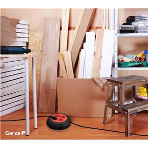 Garza - Enrollador de cable 3 m rojo y negro, 4 tomas Schuko