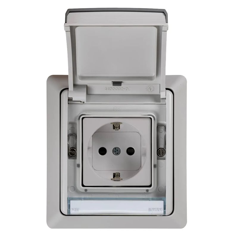 SIMON - Base de Enchufe Exterior , Estanco Toma Schuko, Serie Simon 44 Aqua