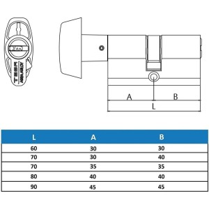 Tesa Assa Abloy T65B3050N: Cilindro europeo T60