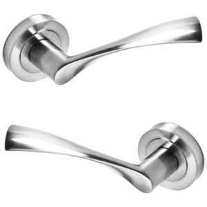 Juego de manillas para puerta, acabado níquel