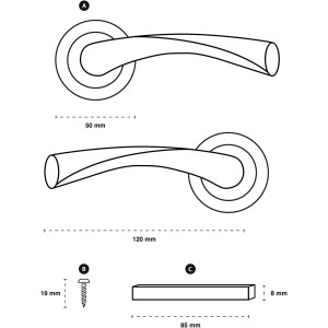 Juego de manillas para puerta, acabado níquel