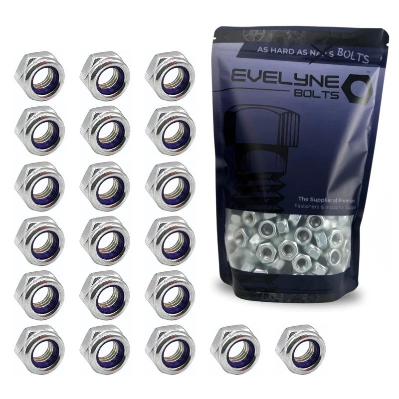 Evelyne Nyloc M8 - Tuercas de acero (8 mm, 20 unid