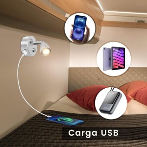 Luces Camper 12V Luz Lectura con Puerto USB