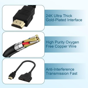 Cable Adaptador Duplicador HDM 1 a 2 Salidas 30cm