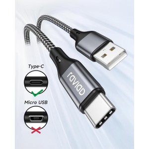 RAVIAD Cable USB C [3Pack 2M] Cable USB C Carga Ra