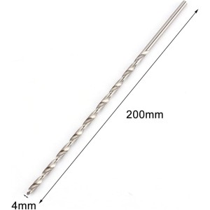 Broca Helicoidal de 4 mm Extra Larga, 200mm HSS Wa