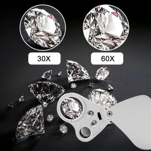 Lupa de joyería Plegable de Metal 30 X 60X,con luz