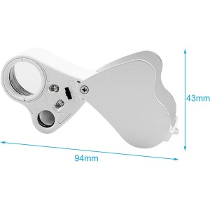 Lupa de joyería Plegable de Metal 30 X 60X,con luz