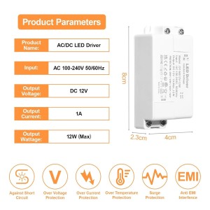 Transformador LED 12 V 1 A, transformador LED 12 V