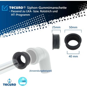 tecuro Manguito de goma, sifón para tubería