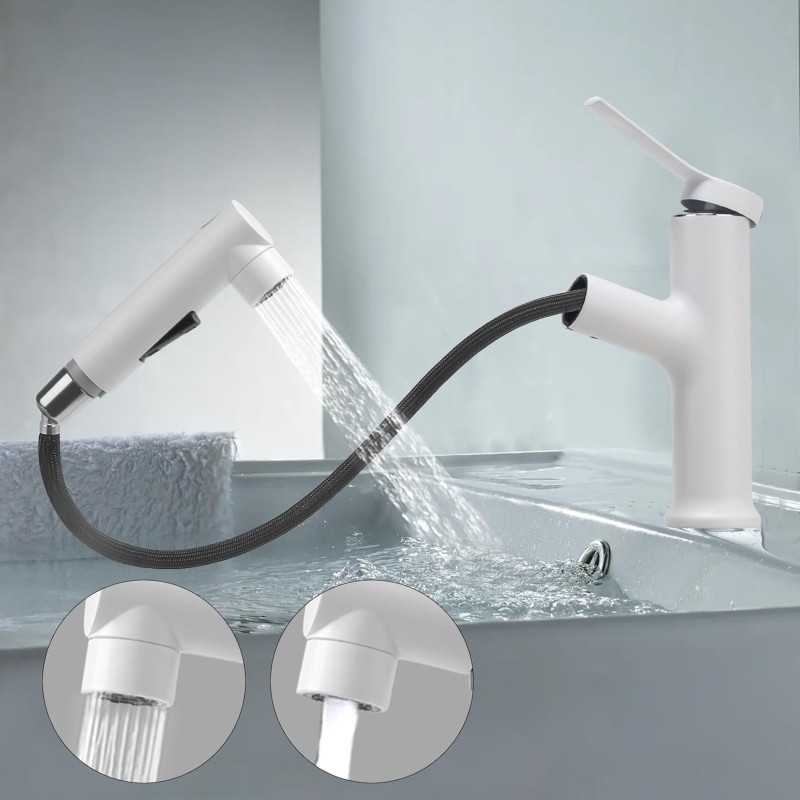 Grifo de Lavabo con Ducha Extraíble de 3 Modos