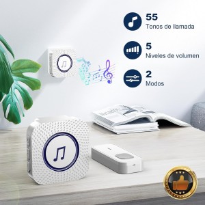 SURFOU Timbre Inalámbrico Exterior Interior