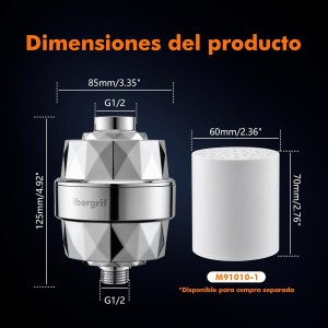 Ibergrif M91010 Filtro Ducha Para Agua Dura