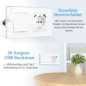CNBINGO Interruptor de luz con enchufe USB empotra
