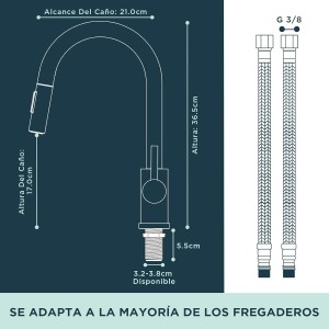 FORIOUS Grifo Cocina Extraible Negro, Grifo Cocina