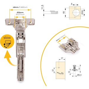 Emuca - Pack de 2 bisagras de cazoleta Ø35mm 165°