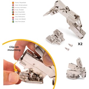 Emuca - Pack de 2 bisagras de cazoleta Ø35mm 165°