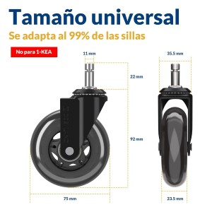 COSYLAND 5pcs Ruedas Silla Oficina - 11 mm x 22 mm