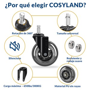 COSYLAND 5pcs Ruedas Silla Oficina - 11 mm x 22 mm