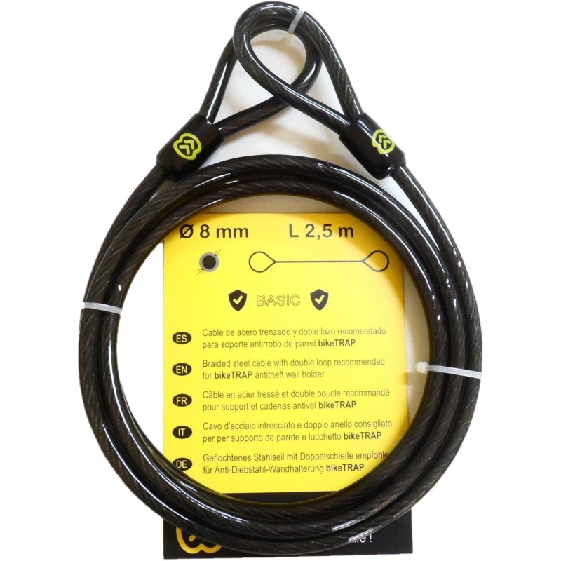 Antirrobo bicicleta: Cable 2,5m x 8mm de acero de