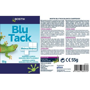 BOSTIK Blu Tack Blanco, Masilla Adhesiva Cuarteada
