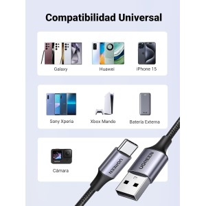 UGREEN Cable USB C a A Carga Rápida 3A QC 3.0. 1Mt