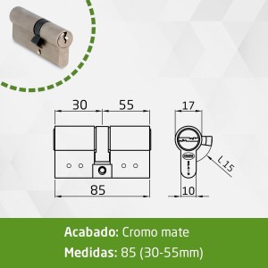 Amig - Cilindro de seguridad - Cerradura para puertas -Leva de 15mm