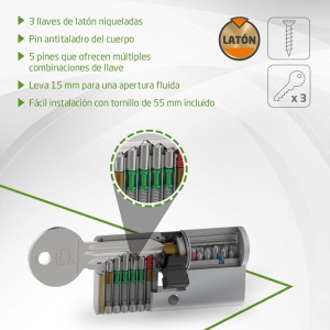 Amig - Cilindro de seguridad - Cerradura para puertas -Leva de 15mm